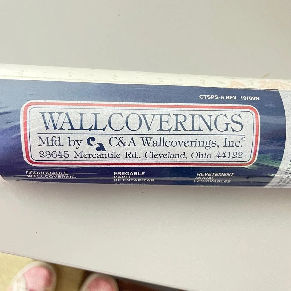 C&A Wallcoverings‎ Vintage Wallpaper Roll OS Cream Floral GL 6111 1988 Ribbon
